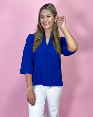Sapphire Grace Ruffle Detail Top - All About You