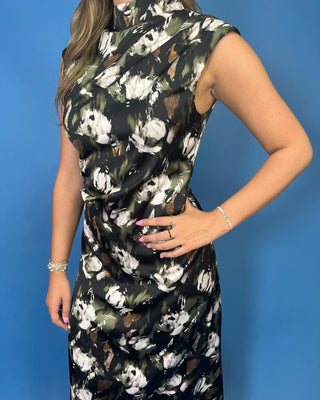 Secret Garden Satin Floral Cowl Neck Maxi Dress - All About You