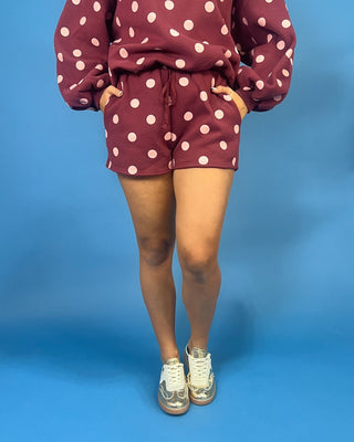 Sippin' Sweet Merlot Crewneck Dot Shorts Set - All About You