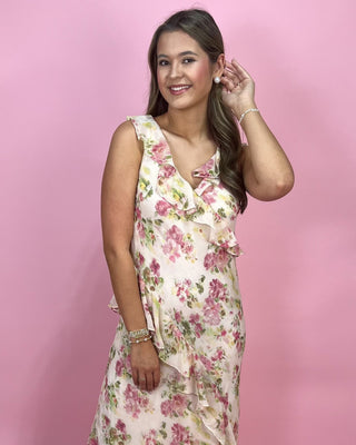 Soft Bloom Ruffle Floral Maxi Dress - All About You Boutique & Gifts