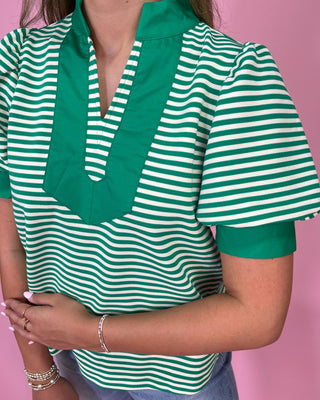 Spring Energy Kelly Green Stripe Top - All About You