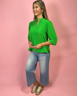 Standout Style Green 3/4 Sleeve Top - All About You