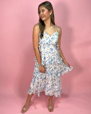Stop & Smell the Flowers Tie - Shoulder Tiered Midi Dress - All About You Boutique & Gifts