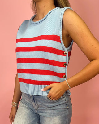 Summer Sail Knit Striped Tank Top - All About You