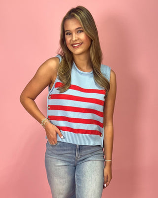 Summer Sail Knit Striped Tank Top - All About You