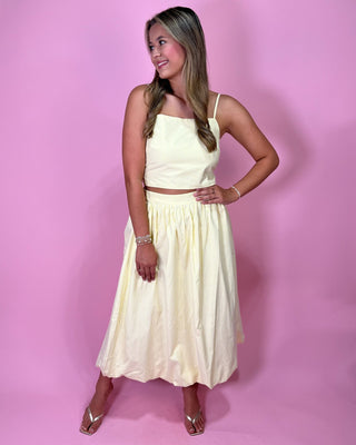 Sweet Citrus Stripe Midi Skirt Set - All About You