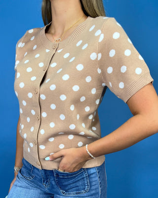 Sweet Latte Polka Dot Button Down Cardigan Top - All About You