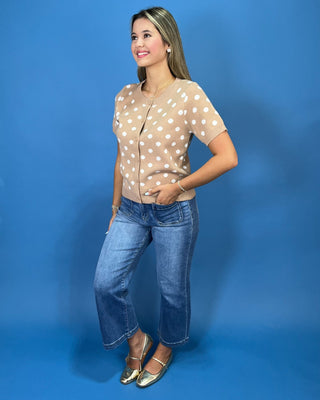 Sweet Latte Polka Dot Button Down Cardigan Top - All About You