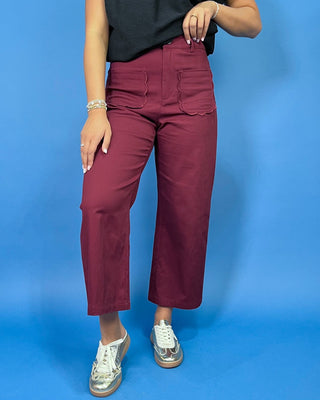 Sweet Magnolia Wine Scallop Pocket HR Pants - All About You