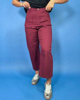 Sweet Magnolia Wine Scallop Pocket HR Pants - All About You
