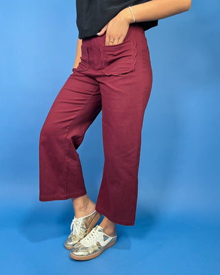 Sweet Magnolia Wine Scallop Pocket HR Pants - All About You