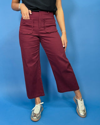 Sweet Magnolia Wine Scallop Pocket HR Pants - All About You