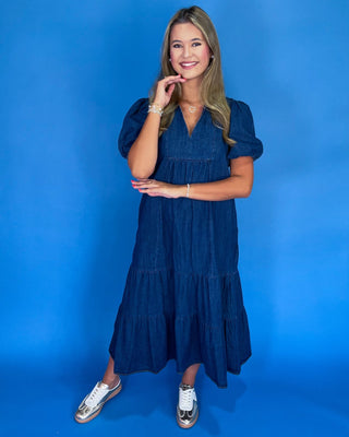 Sweet on Denim Tiered Midi Dress - All About You