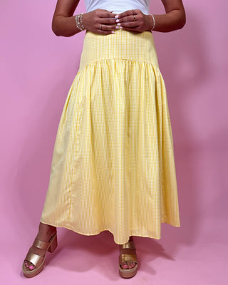 Sweet Summer Yellow Maxi Gingham Skirt - All About You