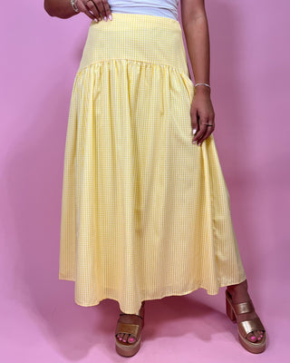 Sweet Summer Yellow Maxi Gingham Skirt - All About You