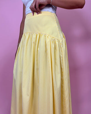 Sweet Summer Yellow Maxi Gingham Skirt - All About You