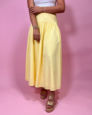 Sweet Summer Yellow Maxi Gingham Skirt - All About You