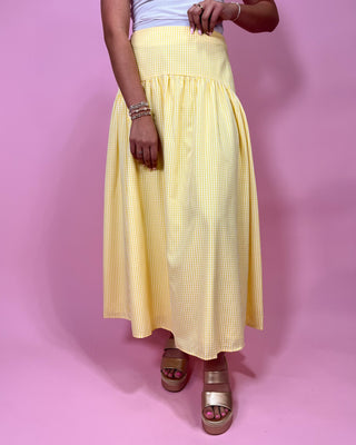 Sweet Summer Yellow Maxi Gingham Skirt - All About You