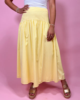 Sweet Summer Yellow Maxi Gingham Skirt - All About You