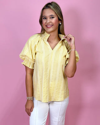 Sweet Sunshine Smock Detailed Top - All About You