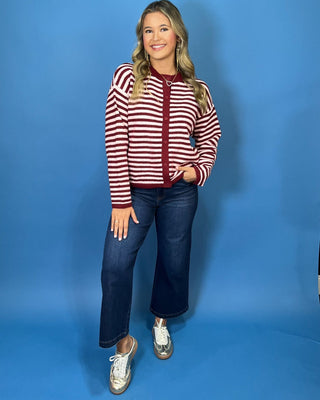 Sweetheart Moments Pink & Red Striped Cardigan Sweater - All About You