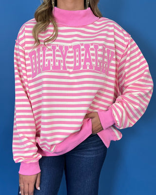 Sweetheart Stripe Dilly Dally Mock Neck Sweatshirt - All About You