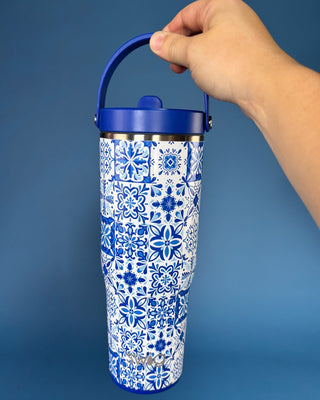 Swig To-Go Tumbler 30oz - Indigo Tiles - All About You
