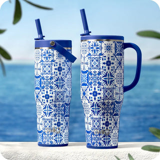 Swig To-Go Tumbler 30oz - Indigo Tiles - All About You