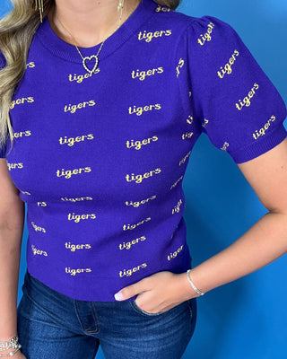 Tailgate Traditions Puff Sleeve Tigers Knit Sleeveless Sweater - All About You