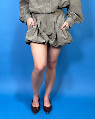 Taupe Harvest Moon Bubble Hem Jacket & Shorts Set - All About You