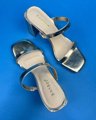 The Adrianna Double Strap Gold Block Heel - All About You