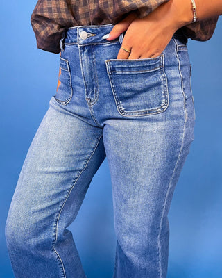 The Amber HR Patch Pocket Cropped Wide Jeans - All About You