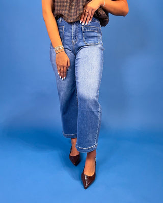 The Amber HR Patch Pocket Cropped Wide Jeans - All About You