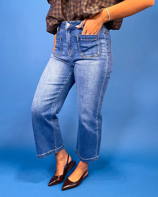 The Amber HR Patch Pocket Cropped Wide Jeans - All About You