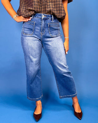 The Amber HR Patch Pocket Cropped Wide Jeans - All About You