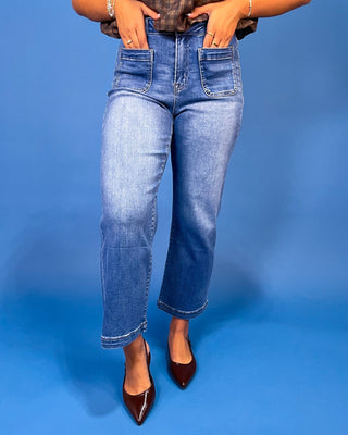 The Amber HR Patch Pocket Cropped Wide Jeans - All About You