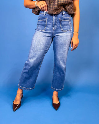 The Amber HR Patch Pocket Cropped Wide Jeans - All About You