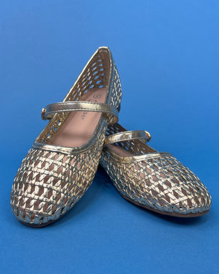 The Angel Woven Mary Jane Gold Flats - All About You