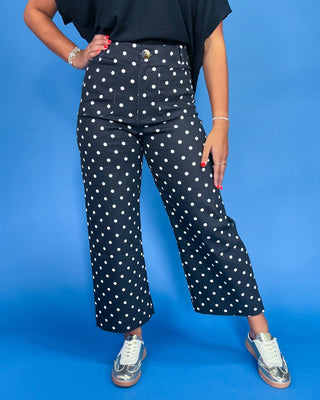 The Angie Polka Dot HR Straight Leg Pants - All About You