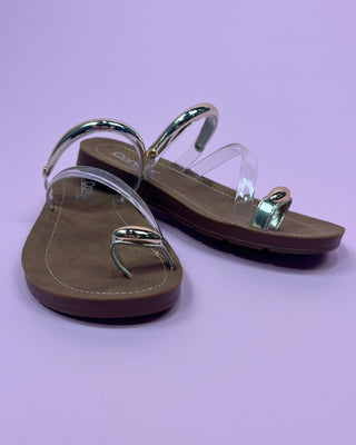 The Ariana Gold Detail Clear Sandal - All About You