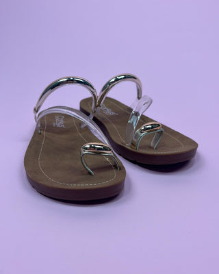 The Ariana Gold Detail Clear Sandal - All About You