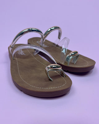 The Ariana Gold Detail Clear Sandal - All About You