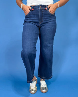 The Audrey HR Crop Dark Wash Jeans - All About You