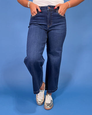 The Audrey HR Crop Dark Wash Jeans - All About You