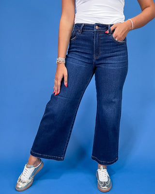 The Audrey HR Crop Dark Wash Jeans - All About You