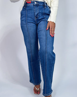 The Bella HR Pintuck Wide Leg Jeans - All About You