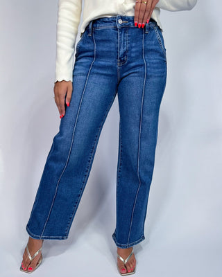 The Bella HR Pintuck Wide Leg Jeans - All About You