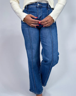 The Bella HR Pintuck Wide Leg Jeans - All About You