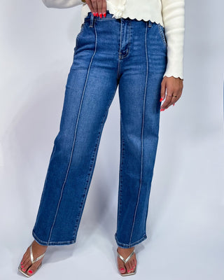 The Bella HR Pintuck Wide Leg Jeans - All About You