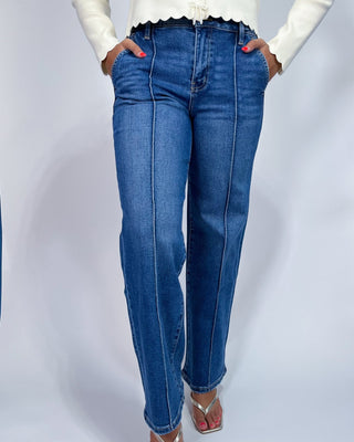 The Bella HR Pintuck Wide Leg Jeans - All About You